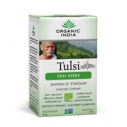 Ceai Verde Tulsi (Busuioc Sfant) cu Ceai Verde| Antistres Natural & Vitalizant Plicuri